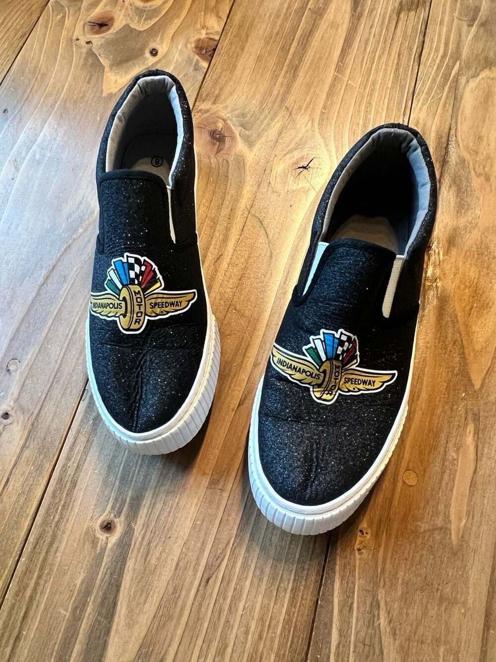 FOCO Indianapolis Motor Speedway Black Glitter Slip-On Sneakers Size 8